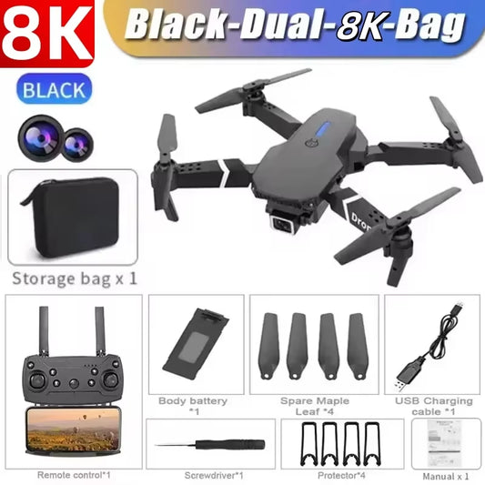 New E88Pro RC Drone 8K Professinal with 1080P Wide Angle Dual HD Camera Foldable RC Helicopter WIFI FPV Height Hold Apron Sell