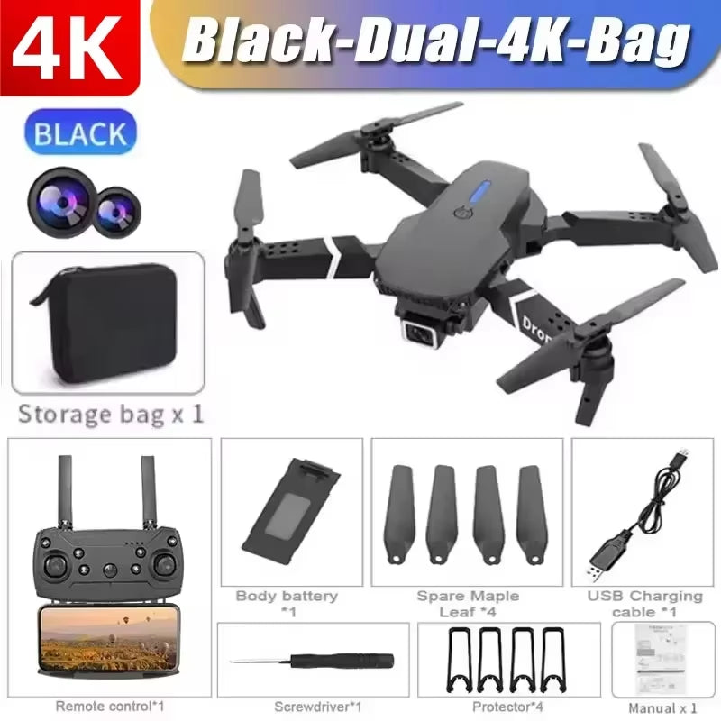 New E88Pro RC Drone 8K Professinal with 1080P Wide Angle Dual HD Camera Foldable RC Helicopter WIFI FPV Height Hold Apron Sell