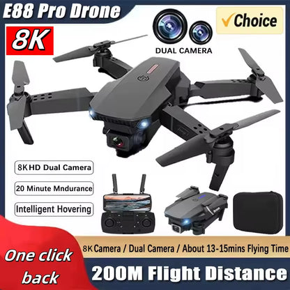 New E88Pro RC Drone 8K Professinal with 1080P Wide Angle Dual HD Camera Foldable RC Helicopter WIFI FPV Height Hold Apron Sell