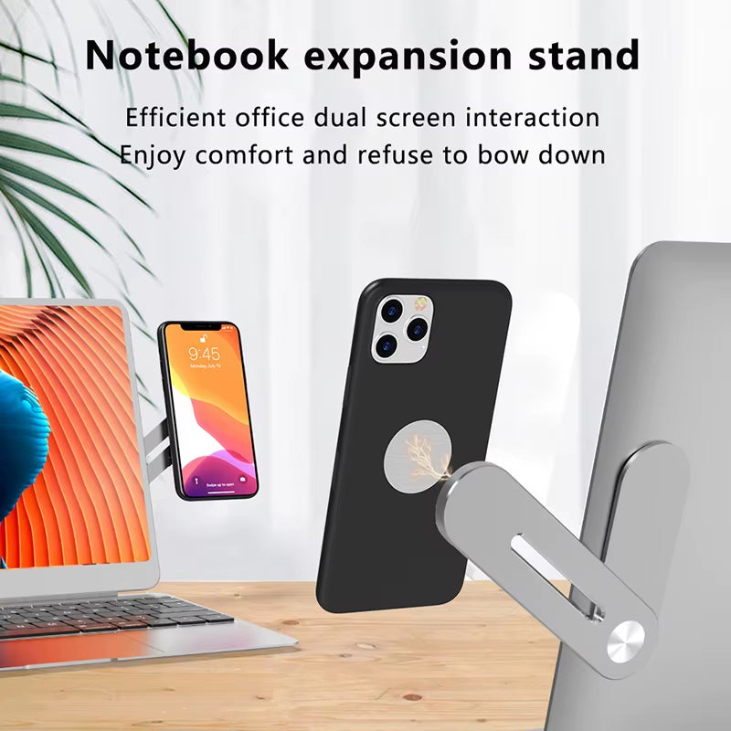 Laptop Phone Stand Metal Expansion Screen Side Mount Magnetic Folding Phone Holder for Xiaomi Iphone Pc Ponitor Support Bracket